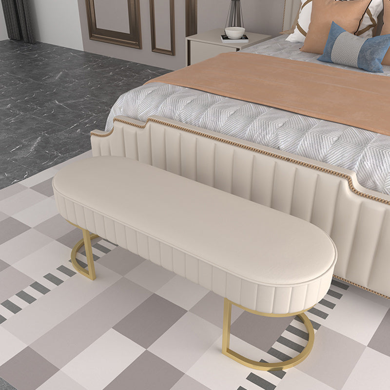 Modern Faux Leather Bench Oval Foam Bench with Legs for Home Office Clearhalo 'Benches' 'Chairs & Seating' 'furn' 'furn_benches' 'Furniture' 'Living Room Furniture' 6271109