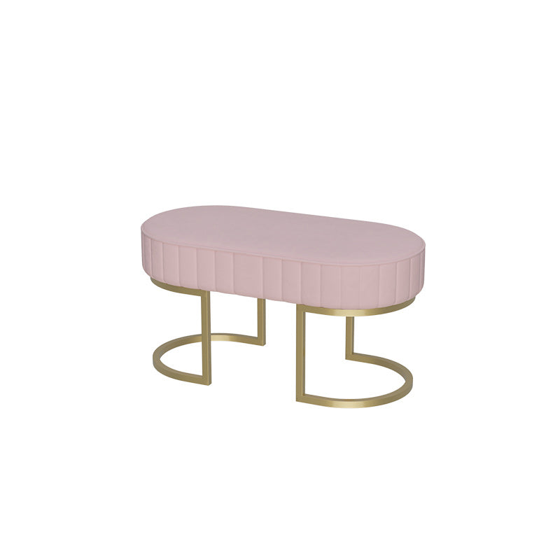 Modern Faux Leather Bench Oval Foam Bench with Legs for Home Office 31.5"L x 16"W x 18"H Pink Clearhalo 'Benches' 'Chairs & Seating' 'furn' 'furn_benches' 'Furniture' 'Living Room Furniture' 6271115