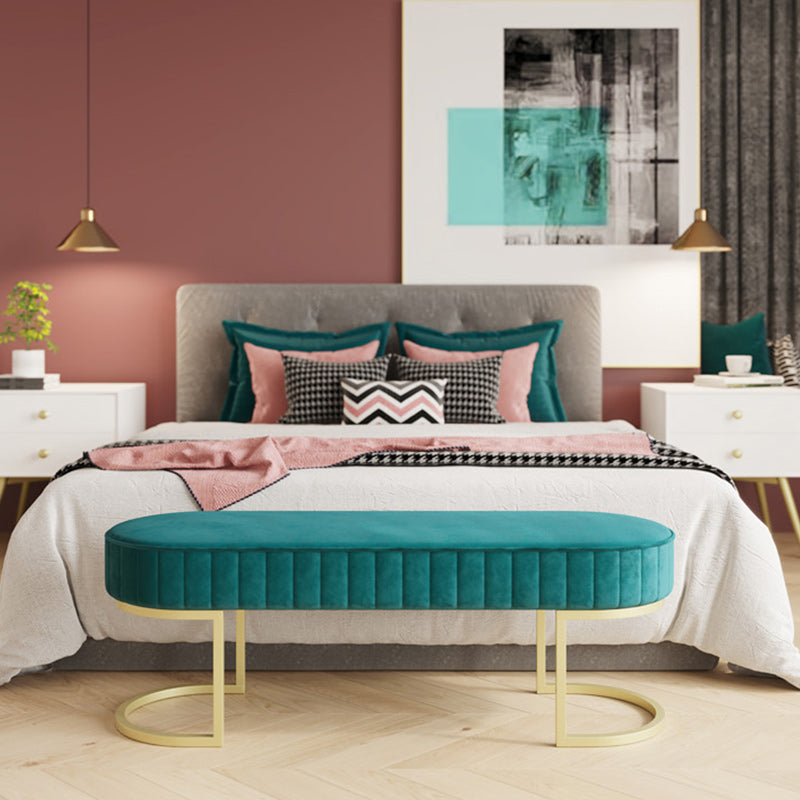 Modern Faux Leather Bench Oval Foam Bench with Legs for Home Office Clearhalo 'Benches' 'Chairs & Seating' 'furn' 'furn_benches' 'Furniture' 'Living Room Furniture' 6271119