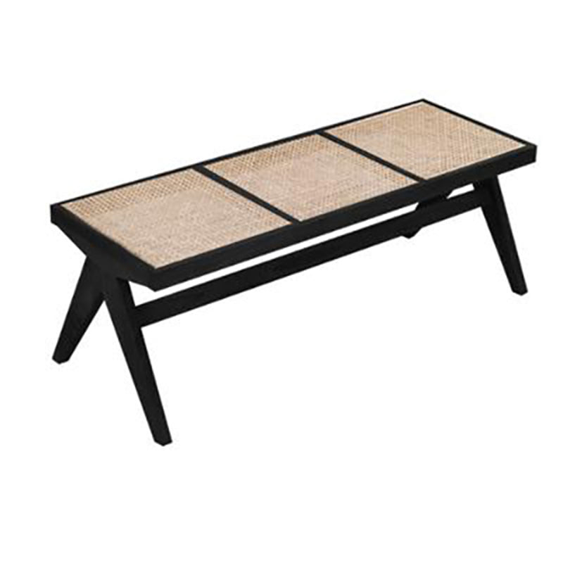 11.7-inch Width Tropical Entryway Bench Solid Wood Seating Bench Black Clearhalo 'Benches' 'Chairs & Seating' 'furn' 'furn_benches' 'Furniture' 'Living Room Furniture' 6271183