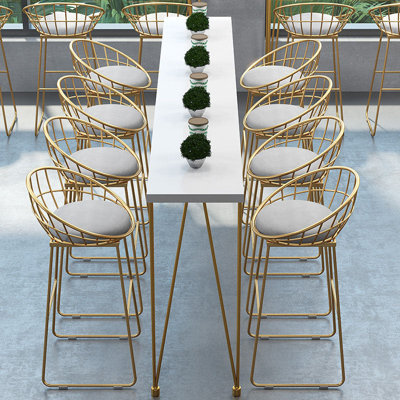 Solid Wood Bar Table Set Glam Rectangle 1/5/9 Pieces Counter Table 9 Pieces: Table, 8 Stools Clearhalo 'Bar Furniture' 'furn' 'furn_home_bar_bar_sets' 'Furniture' 'Home Bars & Bar Sets' 'home_bar_bar_sets' 'Kitchen & Dining Furniture' 6271328