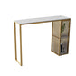 Modern Bar Table Set 1/3 Pieces Faux Marble Counter Table with Upholstered Stools White-Gold 71"L x 16"W Clearhalo 'Bar Furniture' 'furn' 'furn_home_bar_bar_sets' 'Furniture' 'Home Bars & Bar Sets' 'home_bar_bar_sets' 'Kitchen & Dining Furniture' 6271374