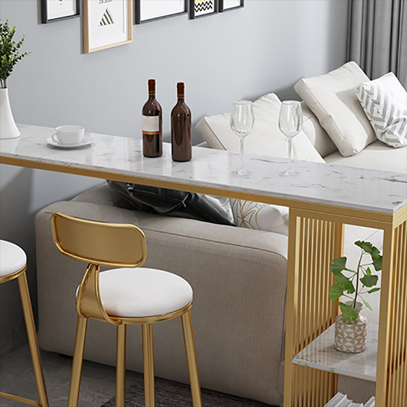 Modern Bar Table Set 1/3 Pieces Faux Marble Counter Table with Upholstered Stools Clearhalo 'Bar Furniture' 'furn' 'furn_home_bar_bar_sets' 'Furniture' 'Home Bars & Bar Sets' 'home_bar_bar_sets' 'Kitchen & Dining Furniture' 6271375