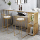 Modern Bar Table Set 1/3 Pieces Faux Marble Counter Table with Upholstered Stools 3 Pieces: 1 White Gold Table, 2 Gold Stools Clearhalo 'Bar Furniture' 'furn' 'furn_home_bar_bar_sets' 'Furniture' 'Home Bars & Bar Sets' 'home_bar_bar_sets' 'Kitchen & Dining Furniture' 6271379