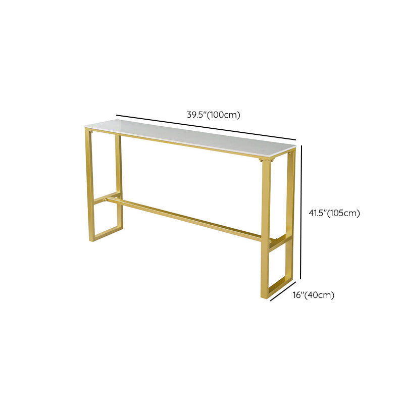 Juego de mesa de bar de mármol sintético, mesa de mostrador rectangular de 1/4/7 piezas con taburetes con base de metal