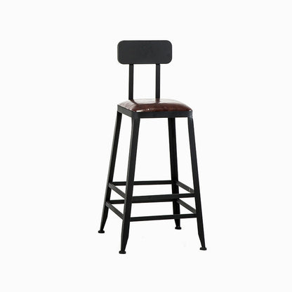 Industrial Rectangle Bar Table Set 1/5 Pieces Solid Wood Counter Table Black-Brown 26"H Stool (Single) Clearhalo 'Bar Furniture' 'furn' 'furn_home_bar_bar_sets' 'Furniture' 'Home Bars & Bar Sets' 'home_bar_bar_sets' 'Kitchen & Dining Furniture' 6271509