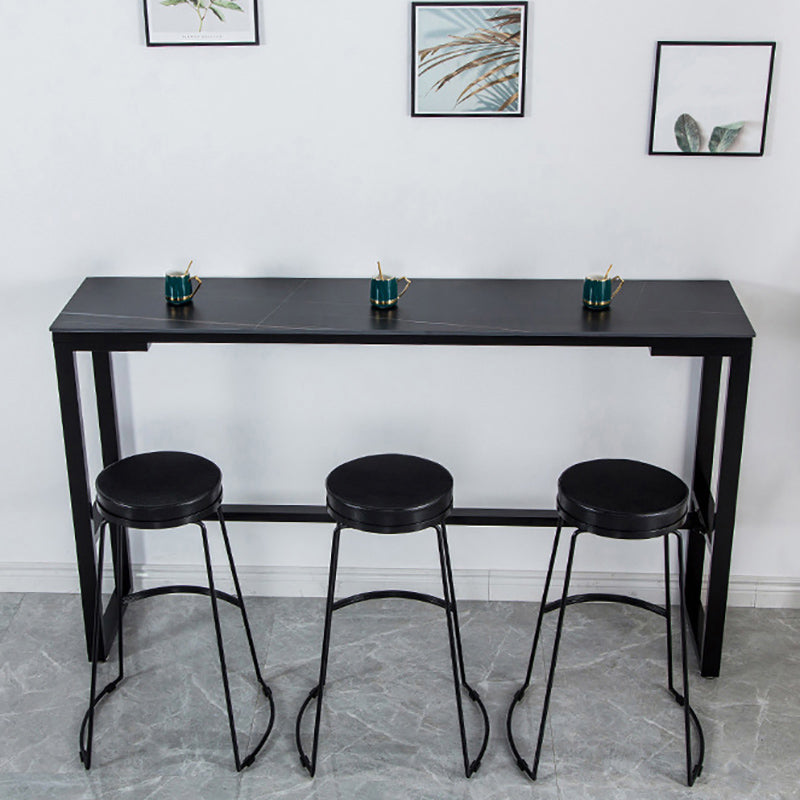 Modern Stone Bar Table Set 1/4/7 Pieces Counter Counter Set for Dining Room 4 Pieces: Table, 3 Black Stools Clearhalo 'Bar Furniture' 'furn' 'furn_home_bar_bar_sets' 'Furniture' 'Home Bars & Bar Sets' 'home_bar_bar_sets' 'Kitchen & Dining Furniture' 6271570