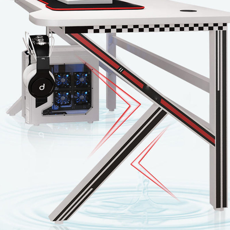 Glam Home Gaming Desk Fabricage Wood K-Shape Computer Desk