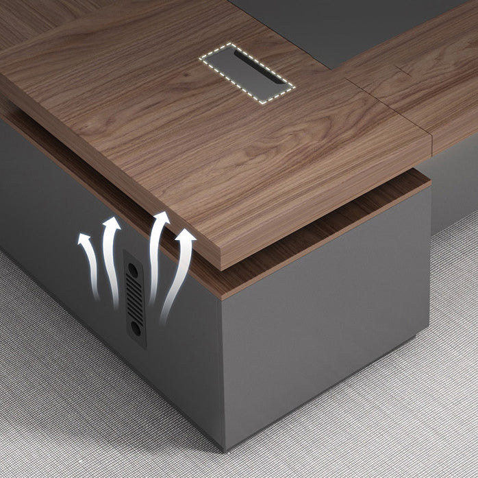 Kunstmatige hout executive bureau eigentijdse bruine l-vorm computer bureau