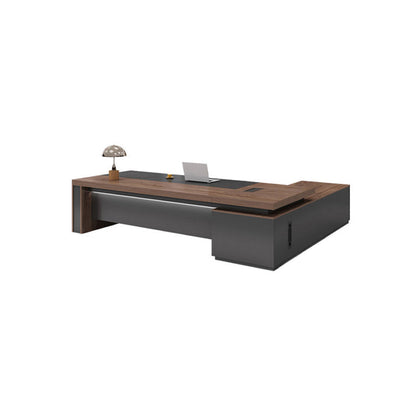 Kunstmatige hout executive bureau eigentijdse bruine l-vorm computer bureau