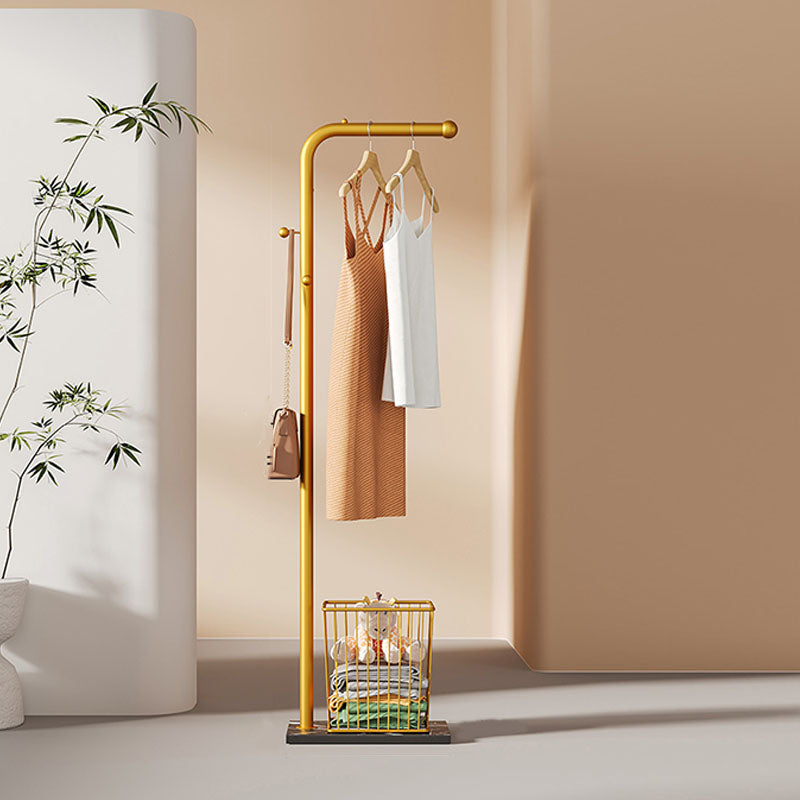 Luxueuze jashanger vrijstaand metalen opbergmandje rek voor woonkamer