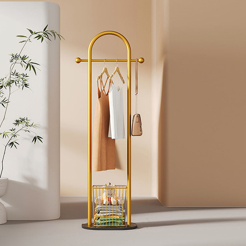 Luxueuze jashanger vrijstaand metalen opbergmandje rek voor woonkamer