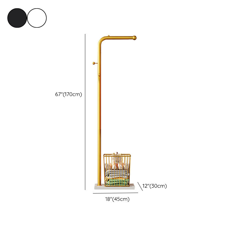 Luxueuze jashanger vrijstaand metalen opbergmandje rek voor woonkamer