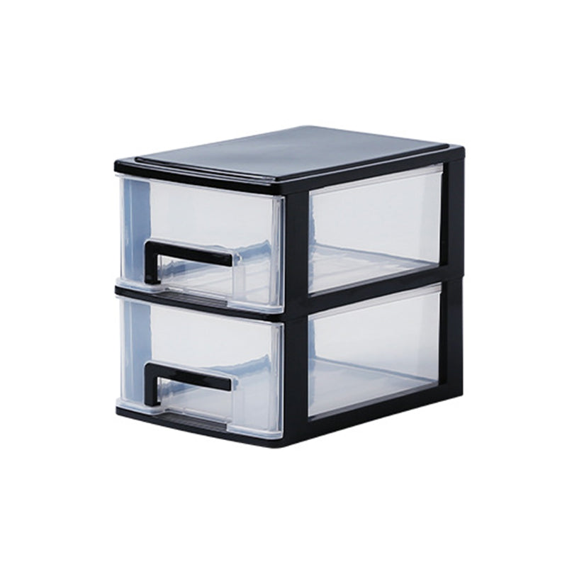 Modern Vertical File Cabinet Home or Office Plastic File Cabinet with Drawers 6.7"L x 9.4"W x 7.9"H Black Clearhalo 'Filing Cabinets' 'filling_cabinets' 'furn' 'furn_filling_cabinets' 'Furniture' 'Office Furniture' 6272044