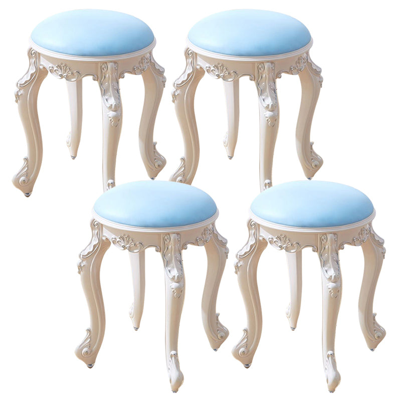 Gold Water Resistant Standard Round Leather Standard for Home Decor Light Blue-White 4 Piece Set Clearhalo 'furn' 'furn_ottomans_poufs' 'Furniture' 'Living Room Furniture' 'Ottomans & Poufs' 'ottomans_poufs' 6272154
