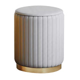Faux Leather Pouf Cylinder Solid Water Resistant Modern Standard Ottoman