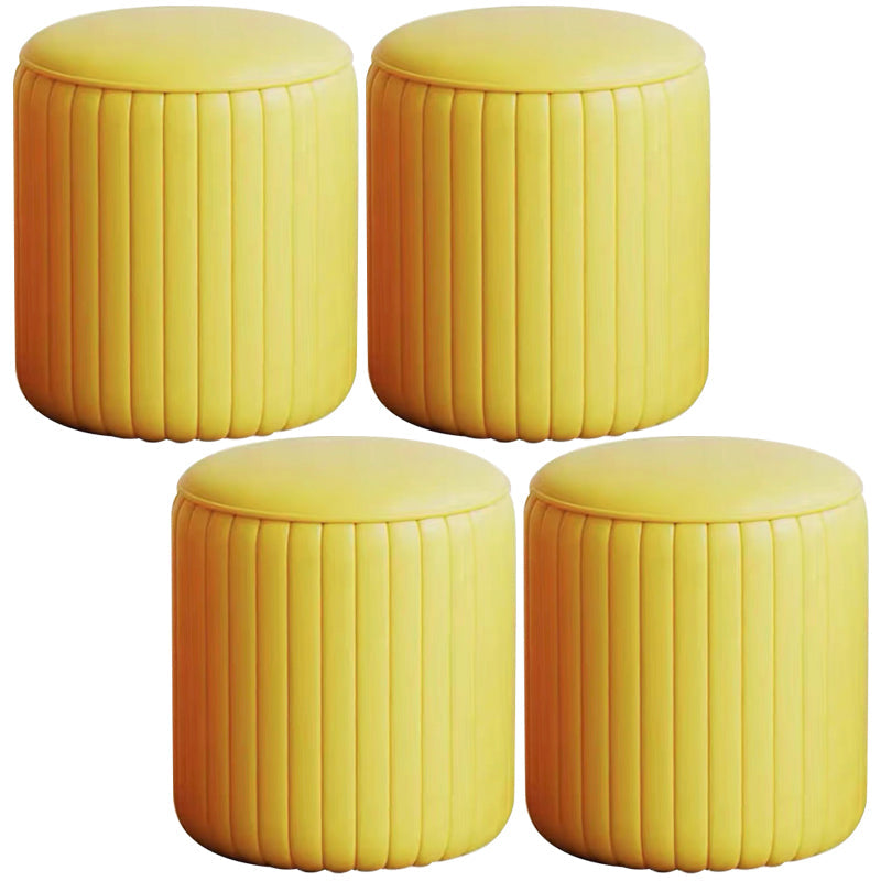 Faux Leather Pouf Cylinder Solid Water Resistant Modern Standard Ottoman