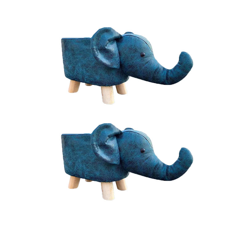 Contemporary Specialty Pouf Faux Leather Upholstered Ottoman Dark Blue 2 Piece Set Clearhalo 'furn' 'furn_ottomans_poufs' 'Furniture' 'Living Room Furniture' 'Ottomans & Poufs' 'ottomans_poufs' 6272228