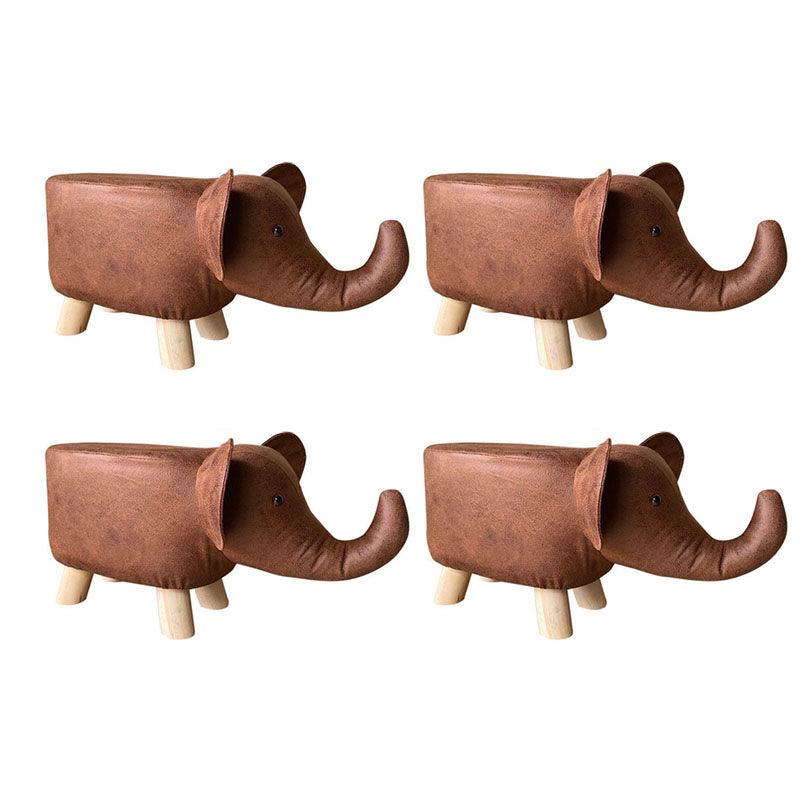 Contemporary Specialty Pouf Faux Leather Upholstered Ottoman Brown 4 Piece Set Clearhalo 'furn' 'furn_ottomans_poufs' 'Furniture' 'Living Room Furniture' 'Ottomans & Poufs' 'ottomans_poufs' 6272234