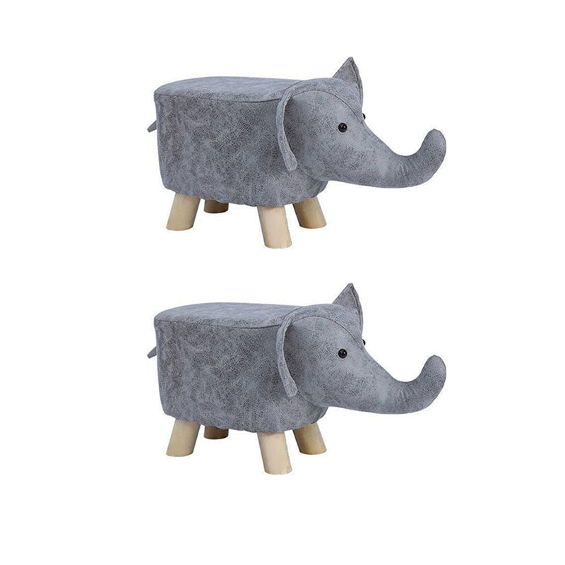 Contemporary Specialty Pouf Faux Leather Upholstered Ottoman Silver Gray 2 Piece Set Clearhalo 'furn' 'furn_ottomans_poufs' 'Furniture' 'Living Room Furniture' 'Ottomans & Poufs' 'ottomans_poufs' 6272235