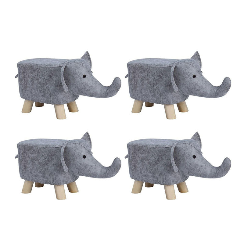 Contemporary Specialty Pouf Faux Leather Upholstered Ottoman Silver Gray 4 Piece Set Clearhalo 'furn' 'furn_ottomans_poufs' 'Furniture' 'Living Room Furniture' 'Ottomans & Poufs' 'ottomans_poufs' 6272238