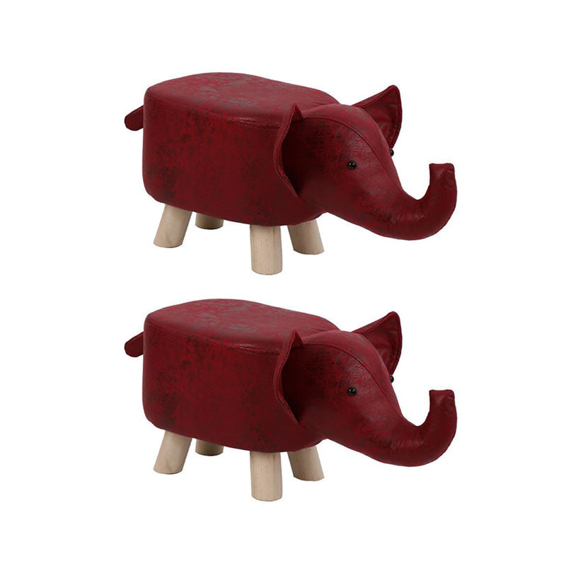 Contemporary Specialty Pouf Faux Leather Upholstered Ottoman Burgundy 2 Piece Set Clearhalo 'furn' 'furn_ottomans_poufs' 'Furniture' 'Living Room Furniture' 'Ottomans & Poufs' 'ottomans_poufs' 6272240