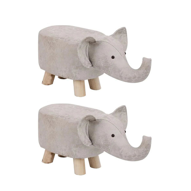 Contemporary Specialty Pouf Faux Leather Upholstered Ottoman Silver 2 Piece Set Clearhalo 'furn' 'furn_ottomans_poufs' 'Furniture' 'Living Room Furniture' 'Ottomans & Poufs' 'ottomans_poufs' 6272243