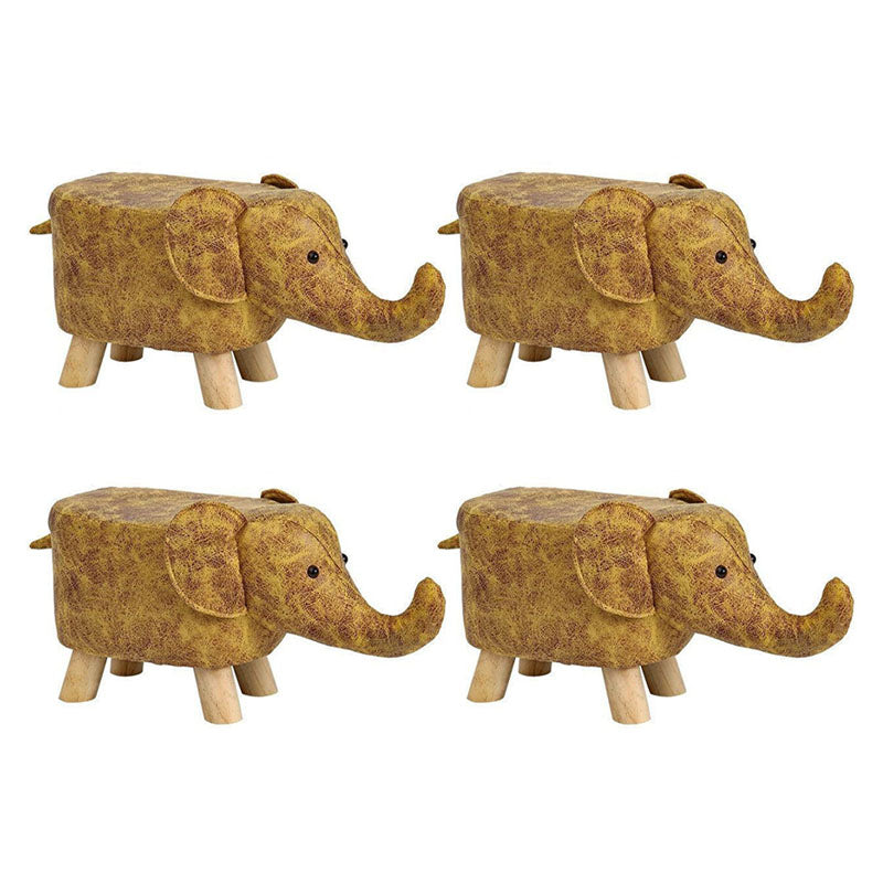 Contemporary Specialty Pouf Faux Leather Upholstered Ottoman Light Yellow 4 Piece Set Clearhalo 'furn' 'furn_ottomans_poufs' 'Furniture' 'Living Room Furniture' 'Ottomans & Poufs' 'ottomans_poufs' 6272246