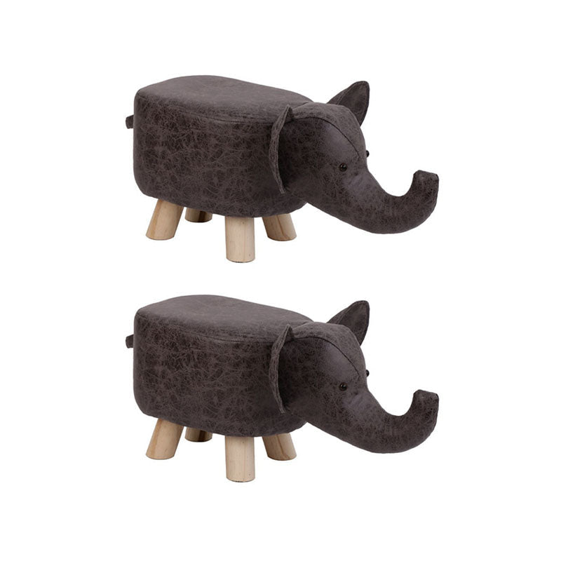 Contemporary Specialty Pouf Faux Leather Upholstered Ottoman Dark Gray 2 Piece Set Clearhalo 'furn' 'furn_ottomans_poufs' 'Furniture' 'Living Room Furniture' 'Ottomans & Poufs' 'ottomans_poufs' 6272247