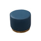 Glam Round Shape Ottoman Genuine Leather Upholstered Standard