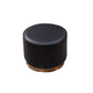Glam Round Shape Ottoman Genuine Leather Upholstered Standard