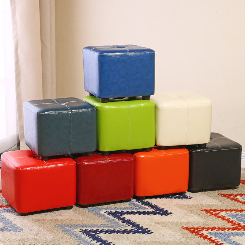 Contemporary Rectangle Shape Ottoman Faux Leather Standard with Tufted Clearhalo 'furn' 'furn_ottomans_poufs' 'Furniture' 'Living Room Furniture' 'Ottomans & Poufs' 'ottomans_poufs' 6272309