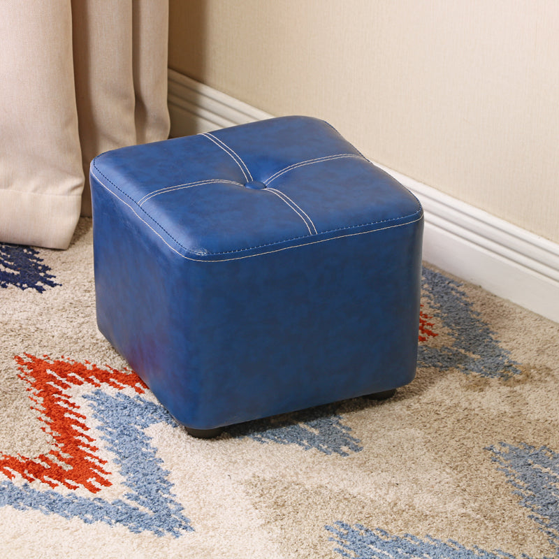 Contemporary Rectangle Shape Ottoman Faux Leather Standard with Tufted Royal Blue 1 Piece Clearhalo 'furn' 'furn_ottomans_poufs' 'Furniture' 'Living Room Furniture' 'Ottomans & Poufs' 'ottomans_poufs' 6272310