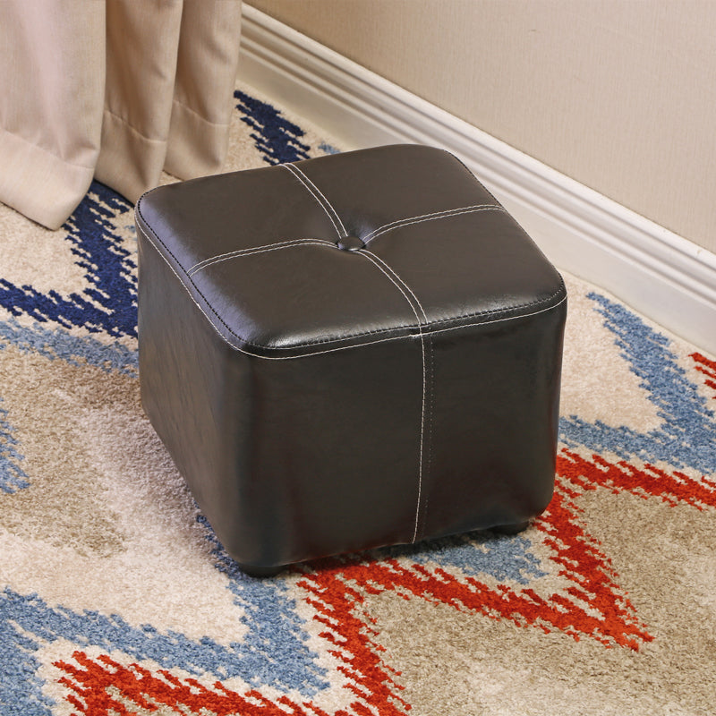 Contemporary Rectangle Shape Ottoman Faux Leather Standard with Tufted Black 1 Piece Clearhalo 'furn' 'furn_ottomans_poufs' 'Furniture' 'Living Room Furniture' 'Ottomans & Poufs' 'ottomans_poufs' 6272314