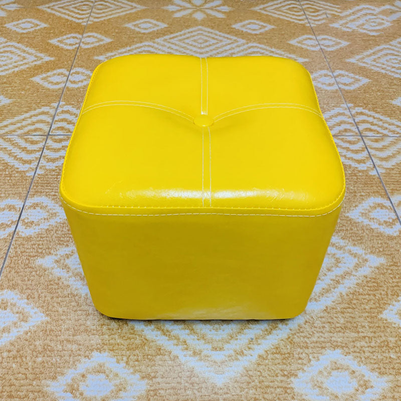 Contemporary Rectangle Shape Ottoman Faux Leather Standard with Tufted Yellow 1 Piece Clearhalo 'furn' 'furn_ottomans_poufs' 'Furniture' 'Living Room Furniture' 'Ottomans & Poufs' 'ottomans_poufs' 6272318