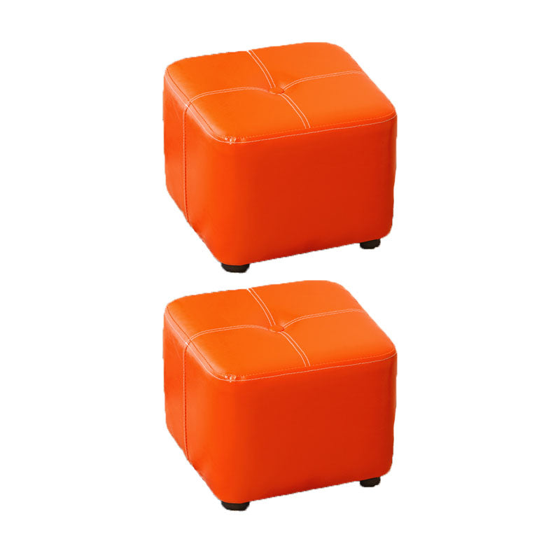 Contemporary Rectangle Shape Ottoman Faux Leather Standard with Tufted Orange 2 Piece Set Clearhalo 'furn' 'furn_ottomans_poufs' 'Furniture' 'Living Room Furniture' 'Ottomans & Poufs' 'ottomans_poufs' 6272333