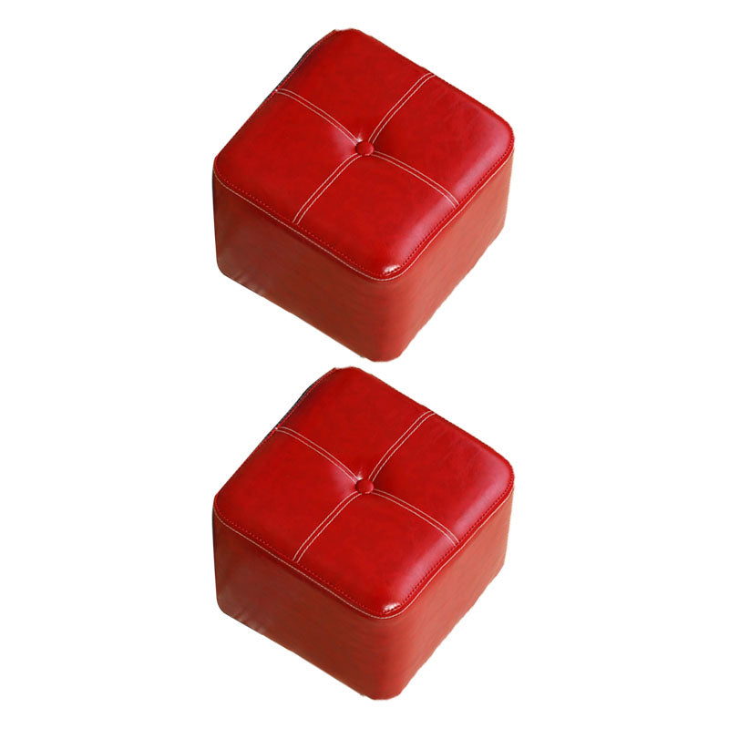 Contemporary Rectangle Shape Ottoman Faux Leather Standard with Tufted Burgundy 2 Piece Set Clearhalo 'furn' 'furn_ottomans_poufs' 'Furniture' 'Living Room Furniture' 'Ottomans & Poufs' 'ottomans_poufs' 6272335