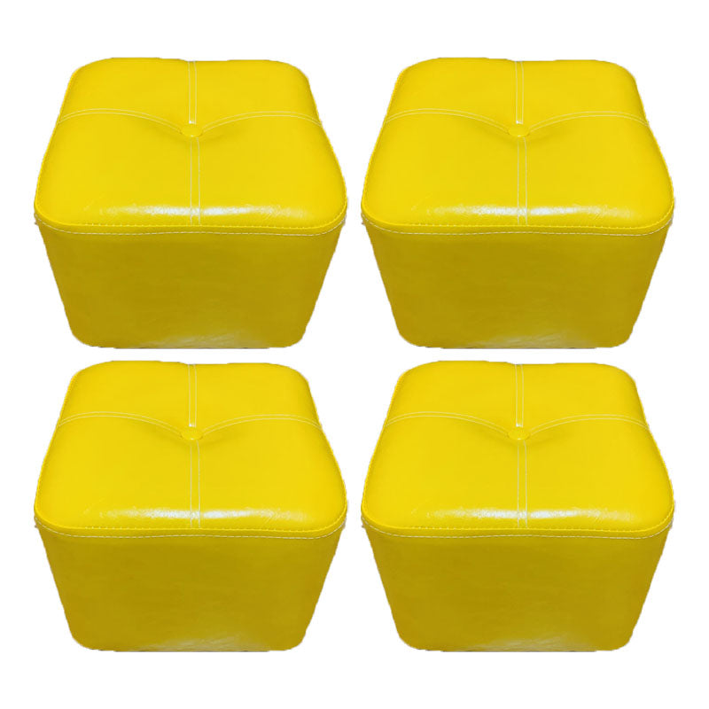Contemporary Rectangle Shape Ottoman Faux Leather Standard with Tufted Yellow 4 Piece Set Clearhalo 'furn' 'furn_ottomans_poufs' 'Furniture' 'Living Room Furniture' 'Ottomans & Poufs' 'ottomans_poufs' 6272346