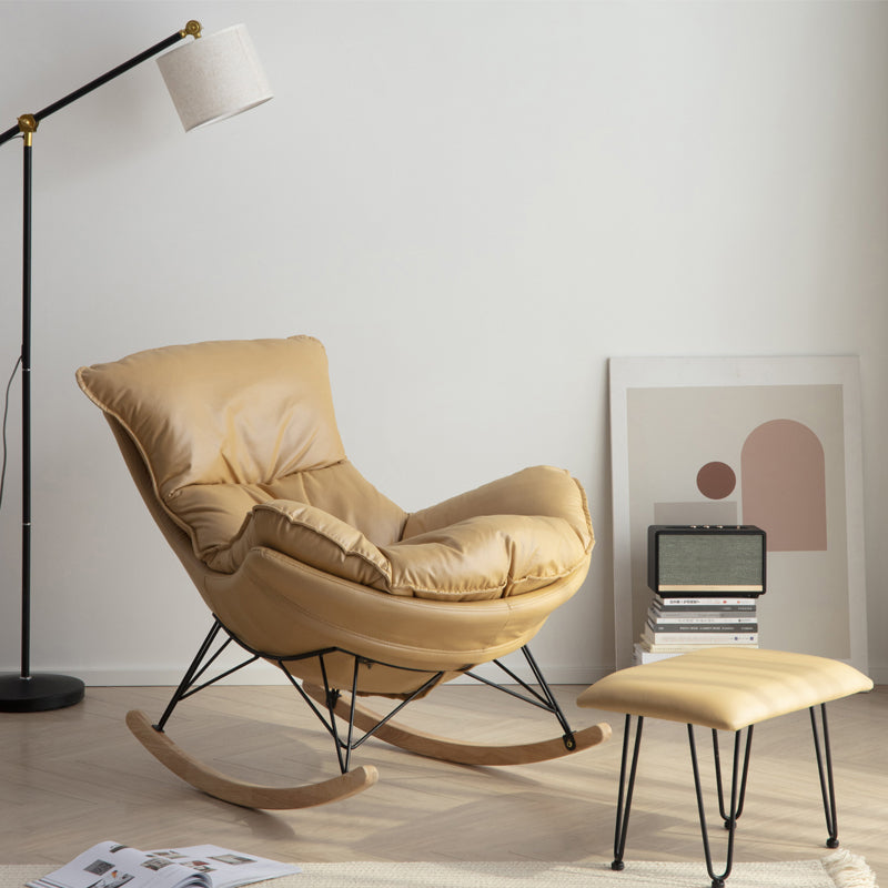 Chaise à bascule moderne planeur de bouton rembourré pour le salon