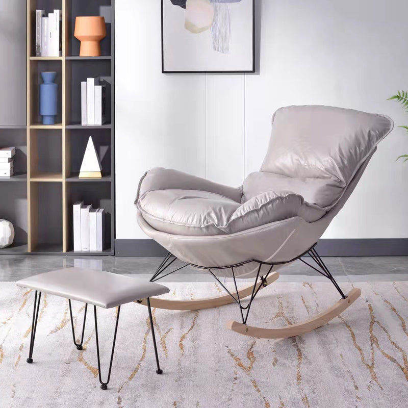 Chaise à bascule moderne planeur de bouton rembourré pour le salon