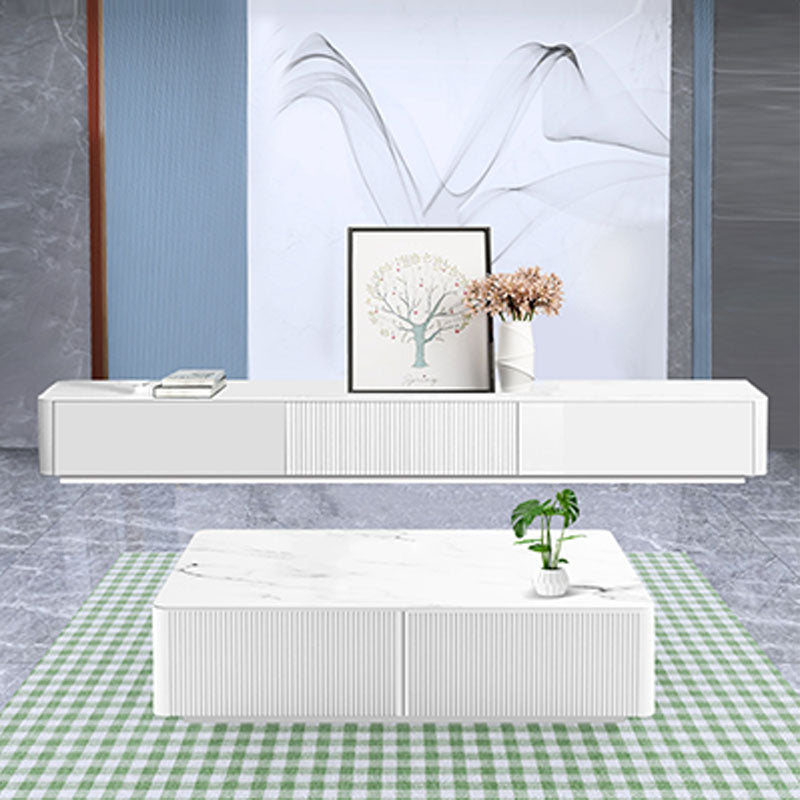 Mobile TV scandinavo antigraffio, console TV bianca/nera con 3 cassetti