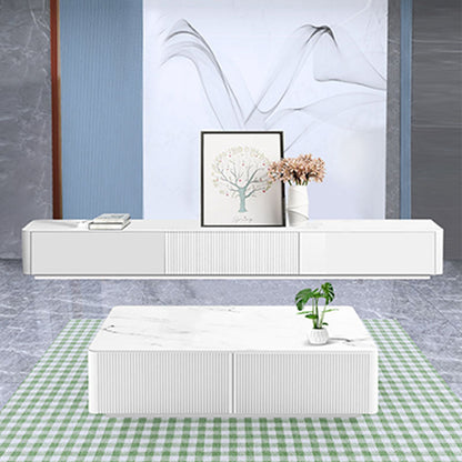 Mobile TV scandinavo antigraffio, console TV bianca/nera con 3 cassetti