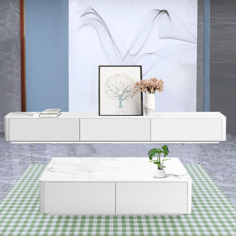 Mobile TV scandinavo antigraffio, console TV bianca/nera con 3 cassetti