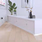 Mobile TV scandinavo antigraffio, console TV bianca/nera con 3 cassetti
