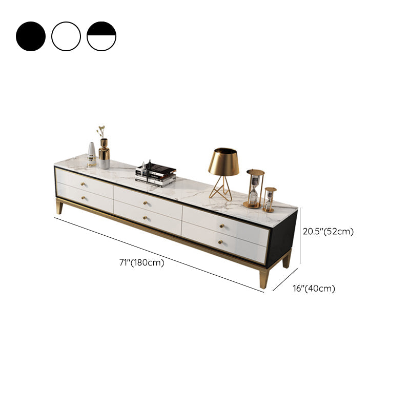 Glam Marble TV Stand Console Enclosed Storage TV Media Stand with Drawers for Living Room Clearhalo 'furn' 'furn_tv_stands_entertainment_centers' 'Furniture' 'Living Room Furniture' 'TV Stands & Entertainment Centers' 'TV Stands & Media Storage Furniture' 'tv_stands_entertainment_centers' 6273331