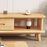 16" W Scandinavian TV Media Stand Open Shelving TV Media Console with Drawers