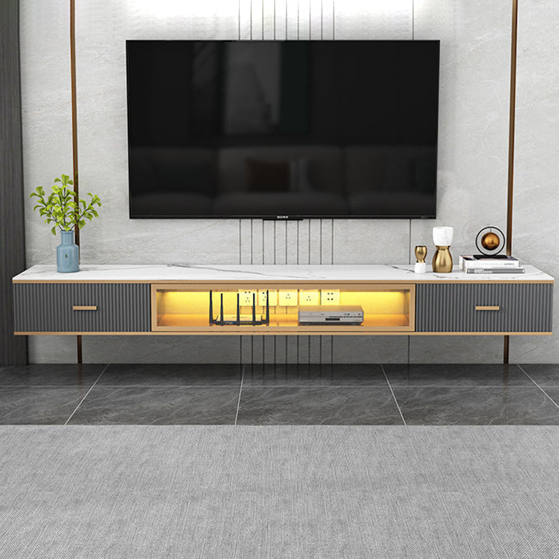 Modern Style Wall-mounted TV Console Slate TV Stand with Drawers 79"L x 12"W x 9"H Grey White Clearhalo 'furn' 'furn_tv_stands_entertainment_centers' 'Furniture' 'Living Room Furniture' 'TV Stands & Entertainment Centers' 'TV Stands & Media Storage Furniture' 'tv_stands_entertainment_centers' 6273370