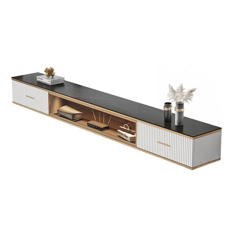 Modern Style Wall-mounted TV Console Slate TV Stand with Drawers White Black Clearhalo 'furn' 'furn_tv_stands_entertainment_centers' 'Furniture' 'Living Room Furniture' 'TV Stands & Entertainment Centers' 'TV Stands & Media Storage Furniture' 'tv_stands_entertainment_centers' 6273371