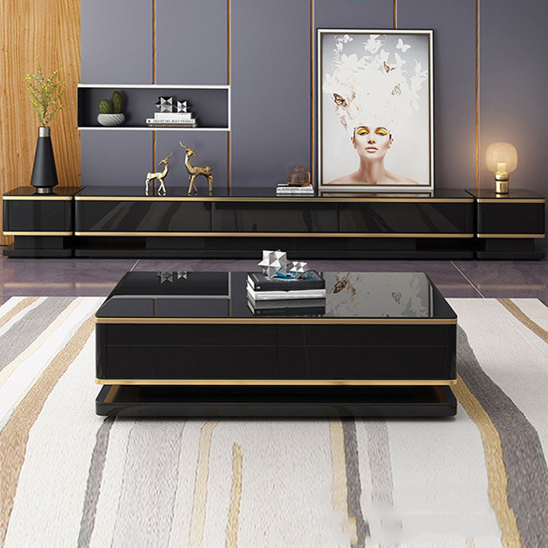 Luxurious 3-Drawer TV Stand Console 16.54-Inch H Glass TV Console Clearhalo 'furn' 'furn_tv_stands_entertainment_centers' 'Furniture' 'Living Room Furniture' 'TV Stands & Entertainment Centers' 'TV Stands & Media Storage Furniture' 'tv_stands_entertainment_centers' 6273385