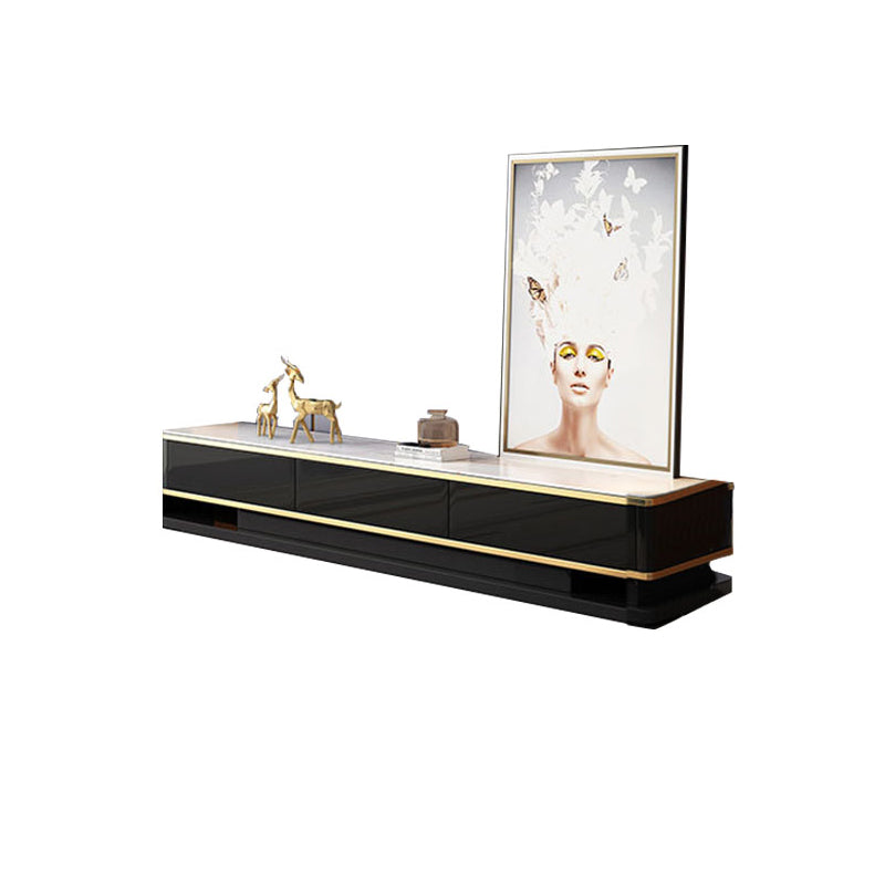 Luxurious 3-Drawer TV Stand Console 16.54-Inch H Glass TV Console Black Clearhalo 'furn' 'furn_tv_stands_entertainment_centers' 'Furniture' 'Living Room Furniture' 'TV Stands & Entertainment Centers' 'TV Stands & Media Storage Furniture' 'tv_stands_entertainment_centers' 6273391